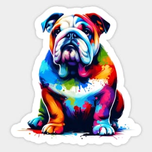 Colorful Artistic English Bulldog in Splash Paint Style Sticker